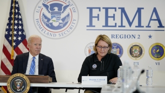 U.S. President Joe Biden and Federal Emergency Management Agency administrator Deanne Criswell.