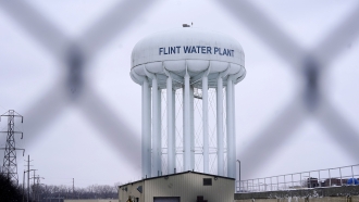 A Flint water plant tower.