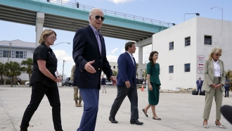 President Joe Biden walks.