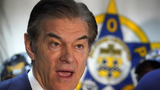 Mehmet Oz, Republican candidate for U.S. Senate in Pennsylvania, visits the Fraternal Order of Police Lodge