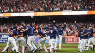The Houston Astros celebrate their World Series win against the Philadelphia Phillies