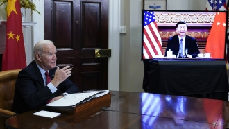 President Joe Biden meets virtually with Chinese President Xi Jinping Nov. 15, 2021.