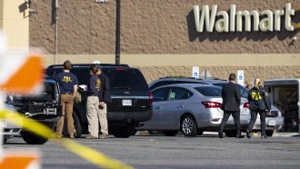 Law enforcement at the scene of a shooting at Walmart