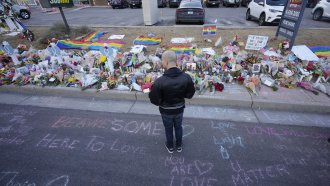A memorial to victims of the Club Q shooting in Colorado Springs