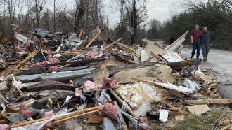 Tornado destruction in Flatwood, Alabama.