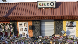A memorial set up outside Club Q.