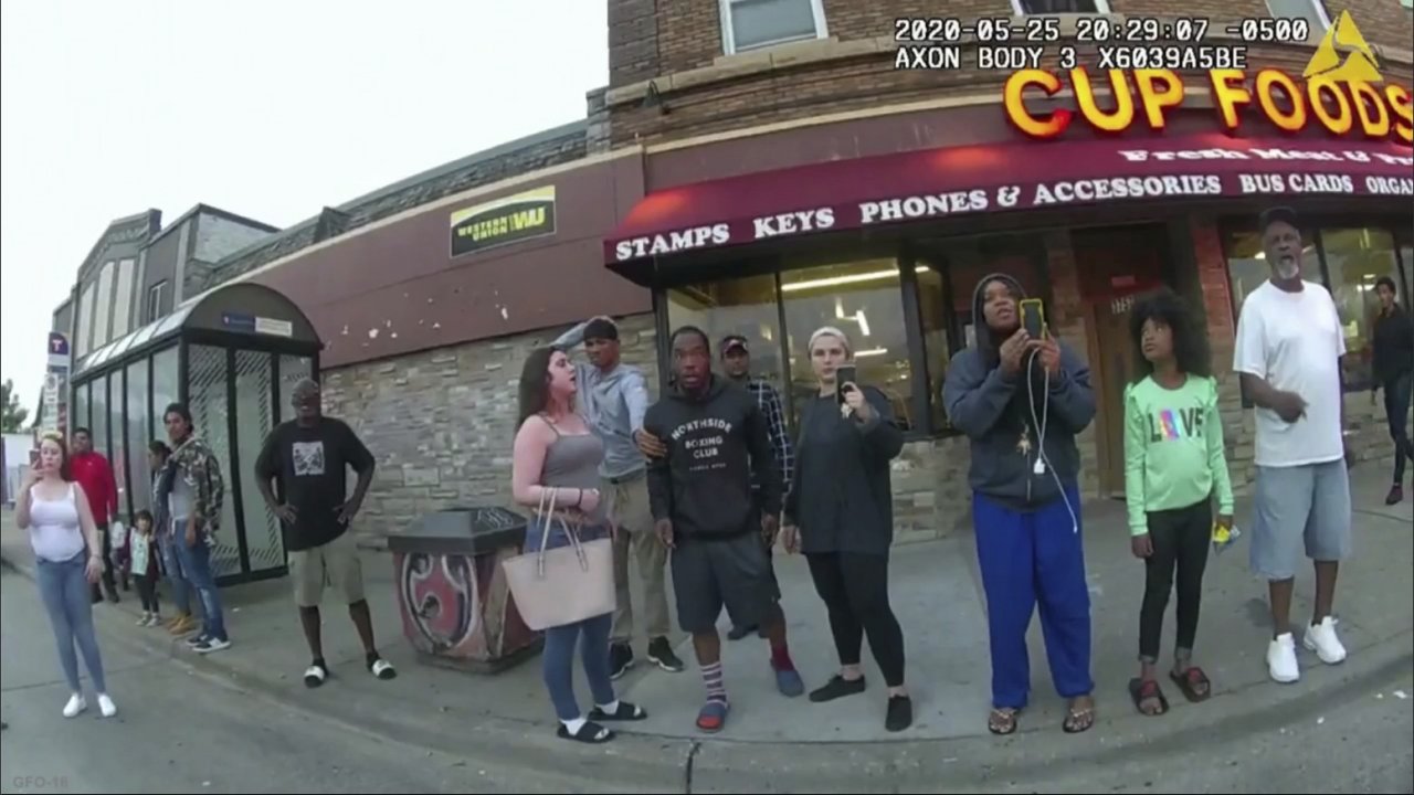 Police body camera footage of bystanders