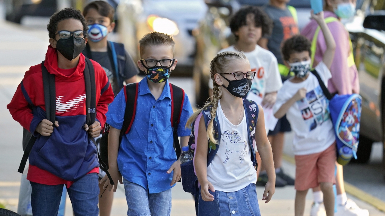 Children wearing face masks