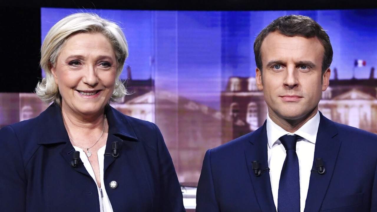 French President Emmanuel Macron and far-right contender Marine Le Pen.