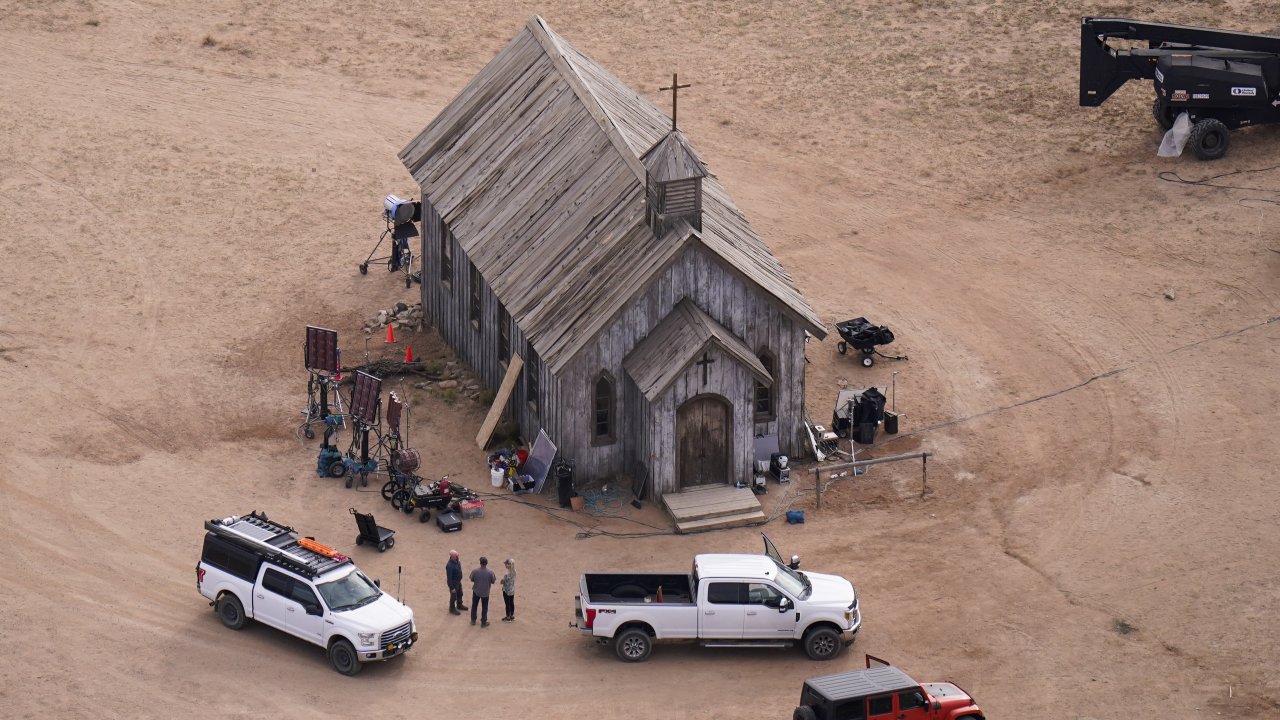 Film crew on the set of "Rust"