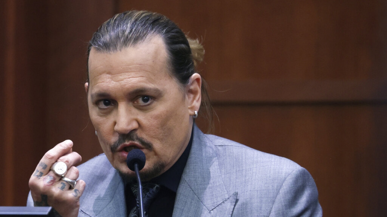 Actor Johnny Depp testifies during a hearing.