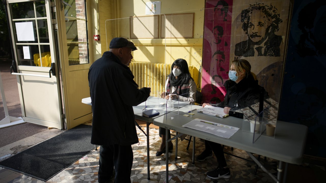 Voters near Paris, France