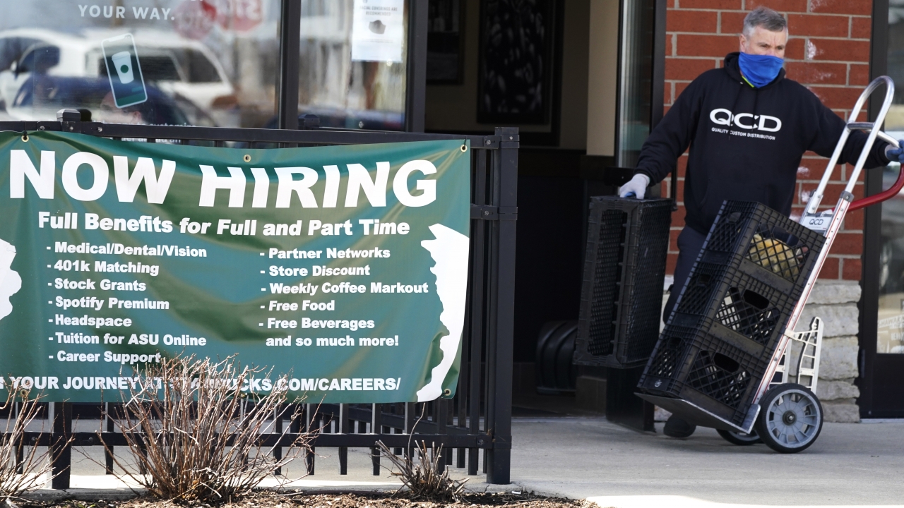 Hiring sign outside a business