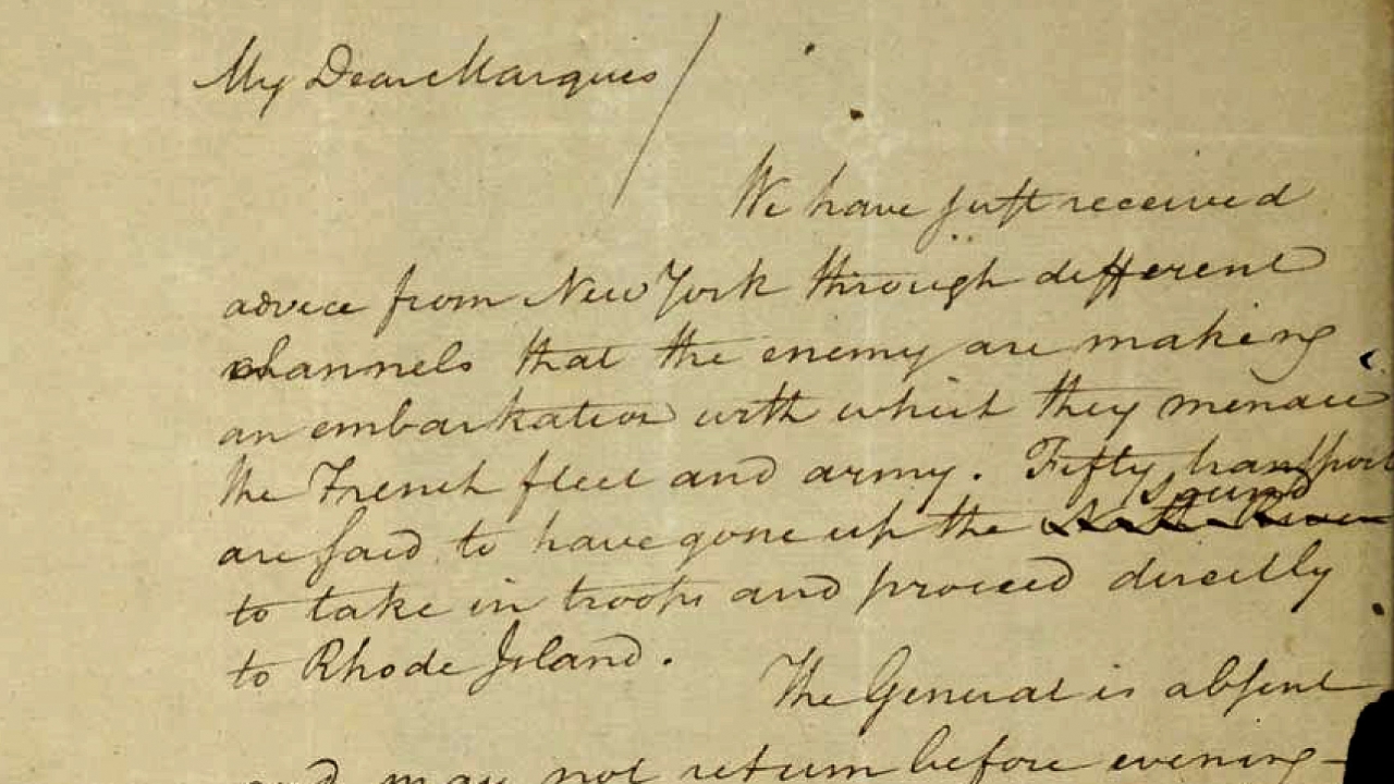 1780 letter from Alexander Hamilton to the Marquis de Lafayette.