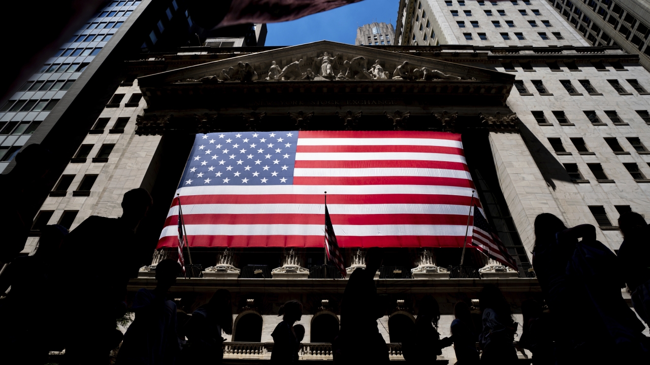 American flag at the New York Stock Exchange