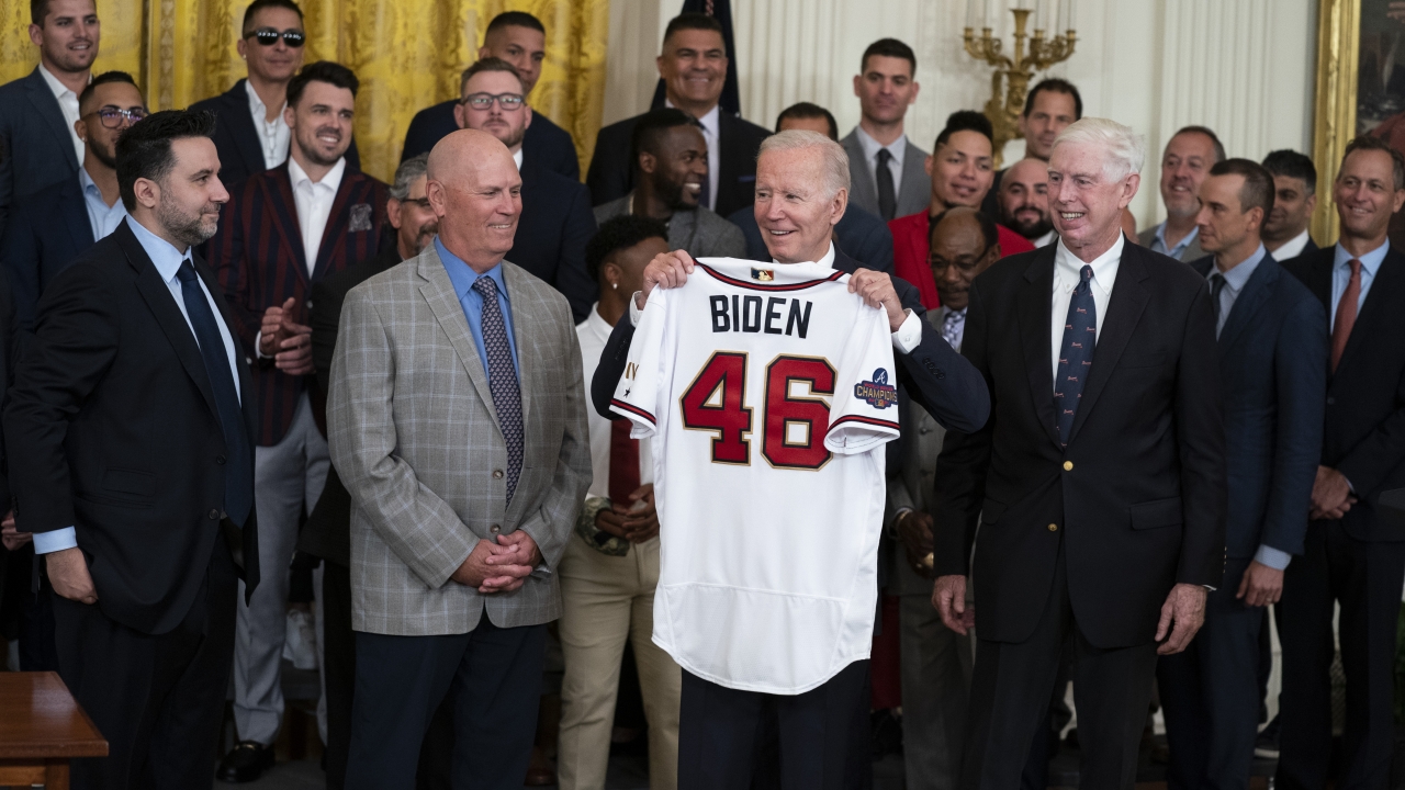 President Joe Biden meets with members of the Atlanta Braves.