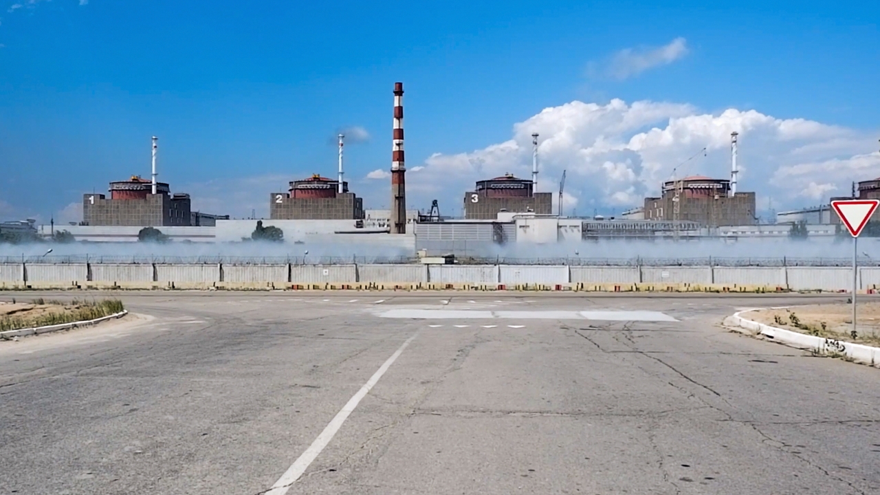The Zaporizhzhia Nuclear Power Station in territory under Russian military control, southeastern Ukraine.